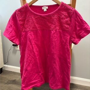 J. Crew Women's Pink Eyelet Top